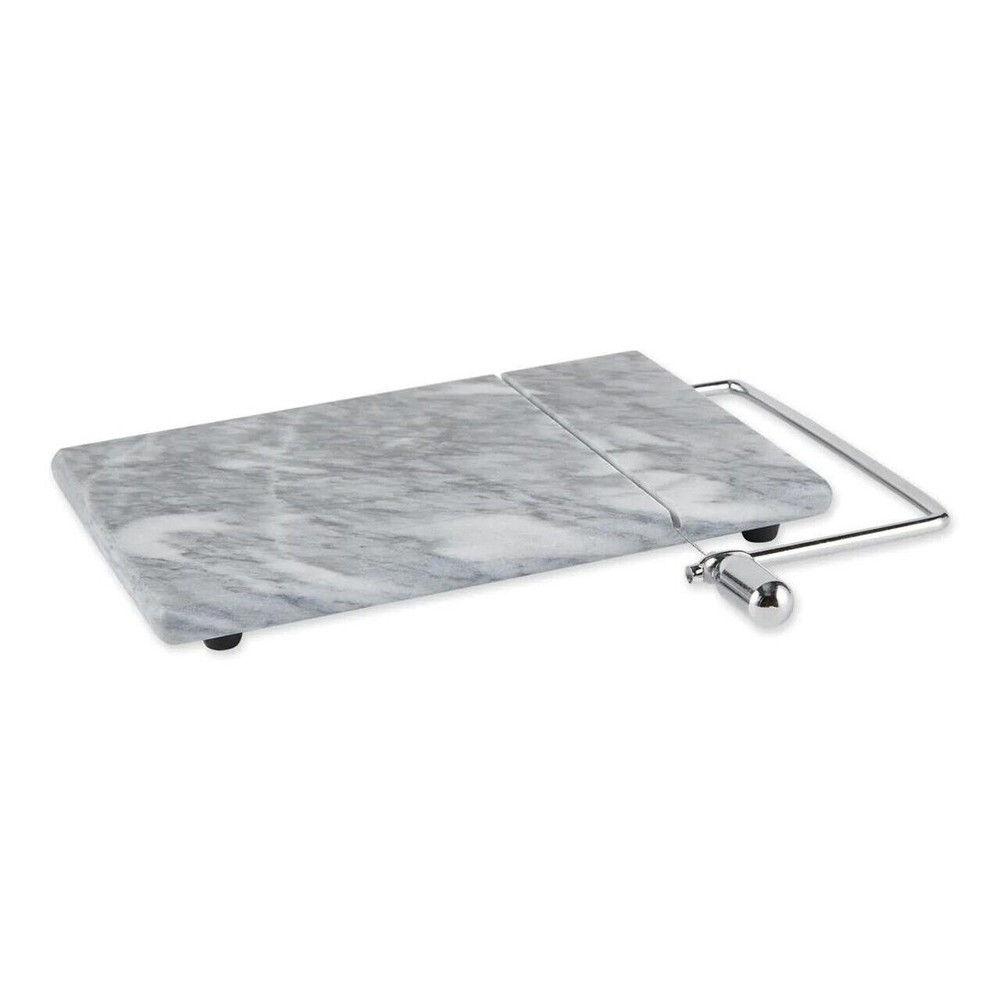 RSVP Natural Grey Marble Cheese Slicer Board 8”x5” Stainless Steel Wire Cutter - Picture 6 of 8